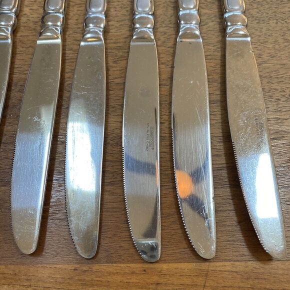 Cambridge Stainless Steel Dinner Knife (8) Evanston Pattern Frosted Outline Edge - Picture 4 of 7